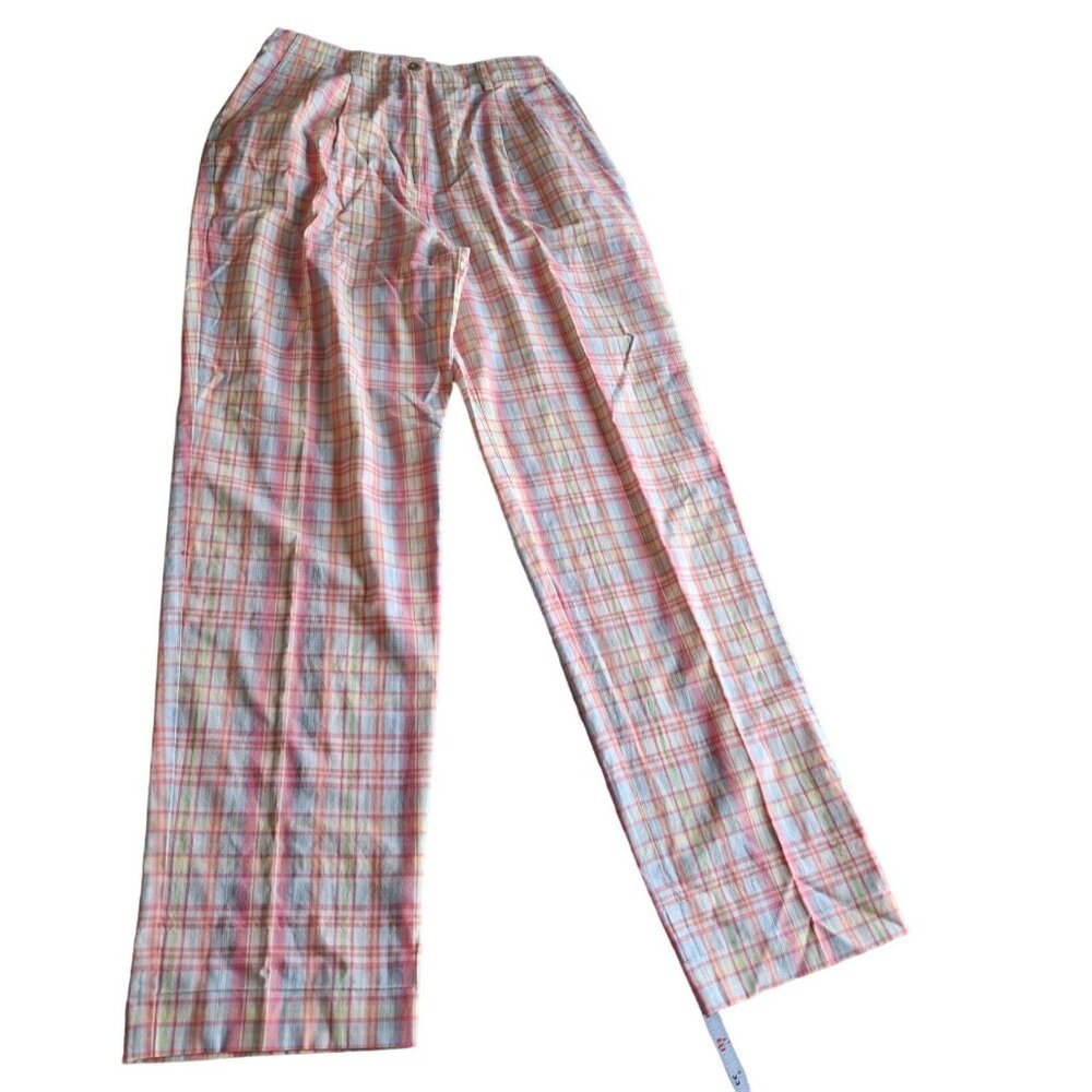 Susan Bristol Womens Pants Size 8 Pastel Plaid Straight Leg Light Preppy Beach